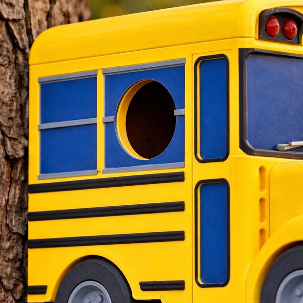 School Bus Birdhouse, 3D Printed Outdoor Bird House, Backyard Garden Decor
