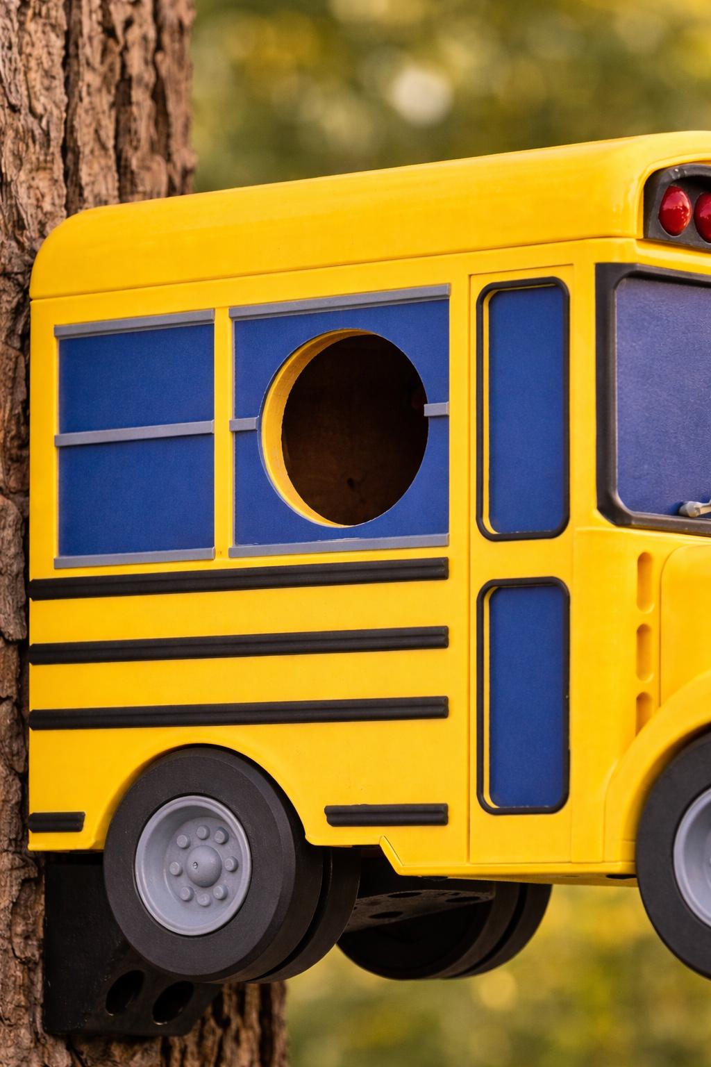 School Bus Birdhouse, 3D Printed Outdoor Bird House, Backyard Garden Decor