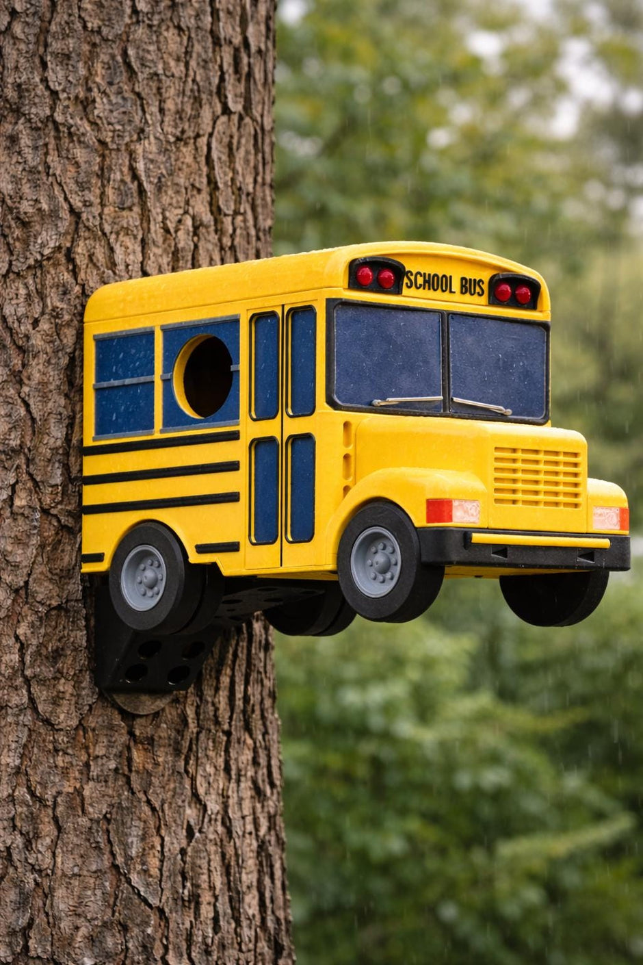 School Bus Birdhouse, 3D Printed Outdoor Bird House, Backyard Garden Decor