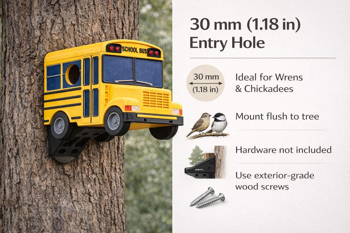 School Bus Birdhouse, 3D Printed Outdoor Bird House, Backyard Garden Decor