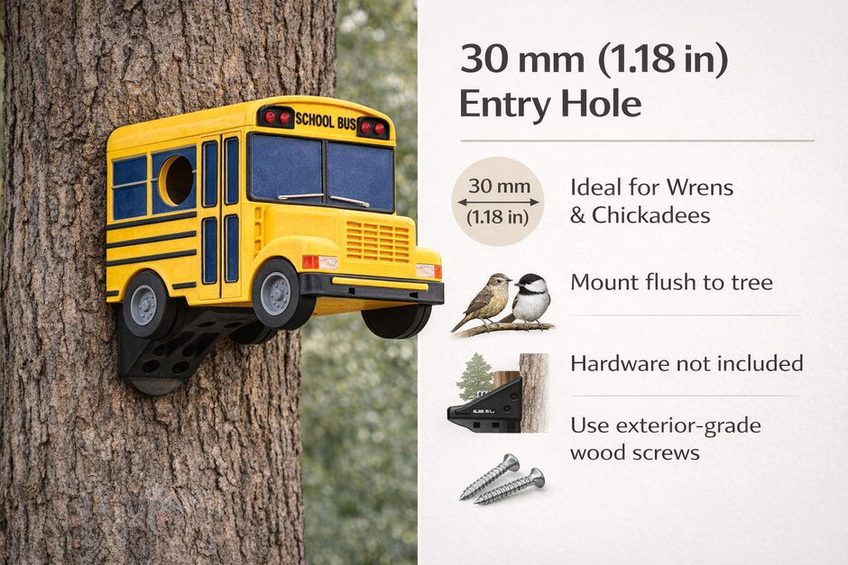 School Bus Birdhouse, 3D Printed Outdoor Bird House, Backyard Garden Decor