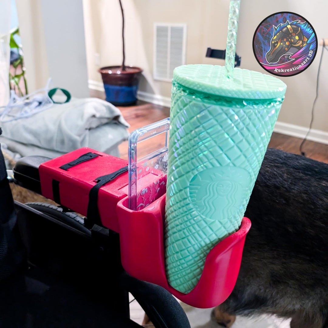 Wheelchair Cup & Phone Holder – Works with Powerchairs & Manual Chairs - Multiple Colors To Choose From - Mobility Aides - Custom Crafting Alliance, LLC