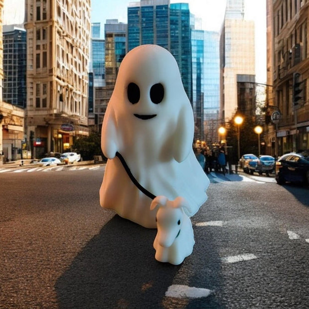 Whimsical Ghost Walking Pet Figurine – 3D - Printed Cute & Playful Decor - Custom Crafting Alliance, LLC