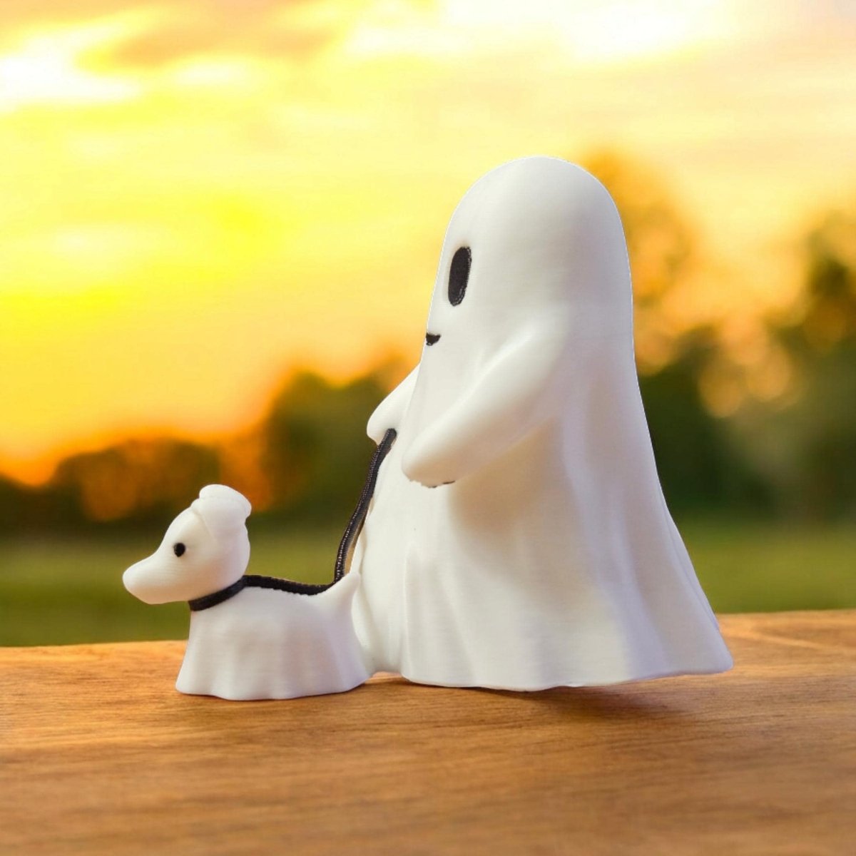 Whimsical Ghost Walking Pet Figurine – 3D - Printed Cute & Playful Decor - Custom Crafting Alliance, LLC