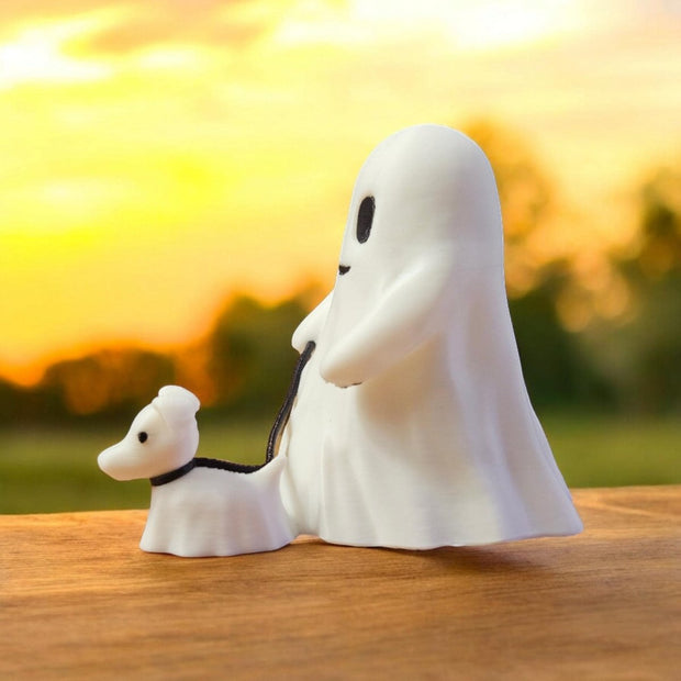Whimsical Ghost Walking Pet Figurine – 3D - Printed Cute & Playful Decor - Custom Crafting Alliance, LLC