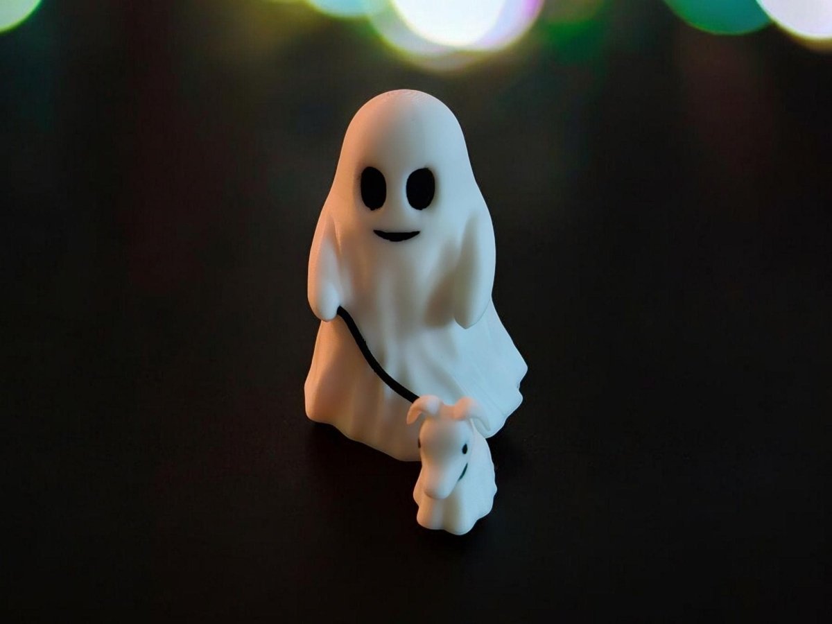 Whimsical Ghost Walking Pet Figurine – 3D - Printed Cute & Playful Decor - Custom Crafting Alliance, LLC