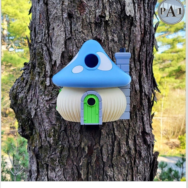 Whimsical Mushroom Birdhouse for Gardens – Fairy Cottage Outdoor Bird Home - Bird House - Custom Crafting Alliance, LLC
